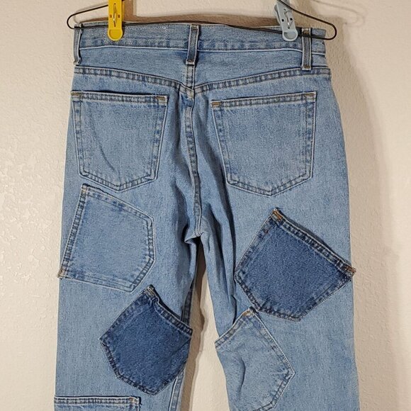 Vintage Brazil Patchwork Repurposed Jeans 29X30 Raw Frayed Hem Y2K - Picture 6 of 13